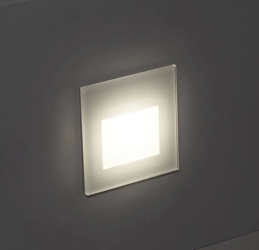 Mistic Lighting oczko ścienne schodowe LED Dot SQ Glass 1,5W 31lm 3000K białe IP65/20 MSTC-05411903+MSTC-05118010 | Wysyłka od ręki