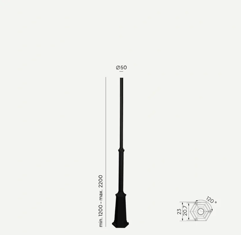 Bardzo popularny produkt | Norlys 3010 Słup regulowany ⌀50mm Biały/Czarny