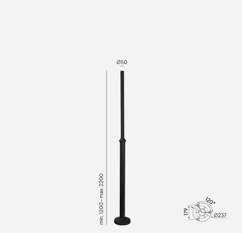 Norlys 3011 Słup regulowany ⌀50mm Biały/Czarny - Szybka dostawa