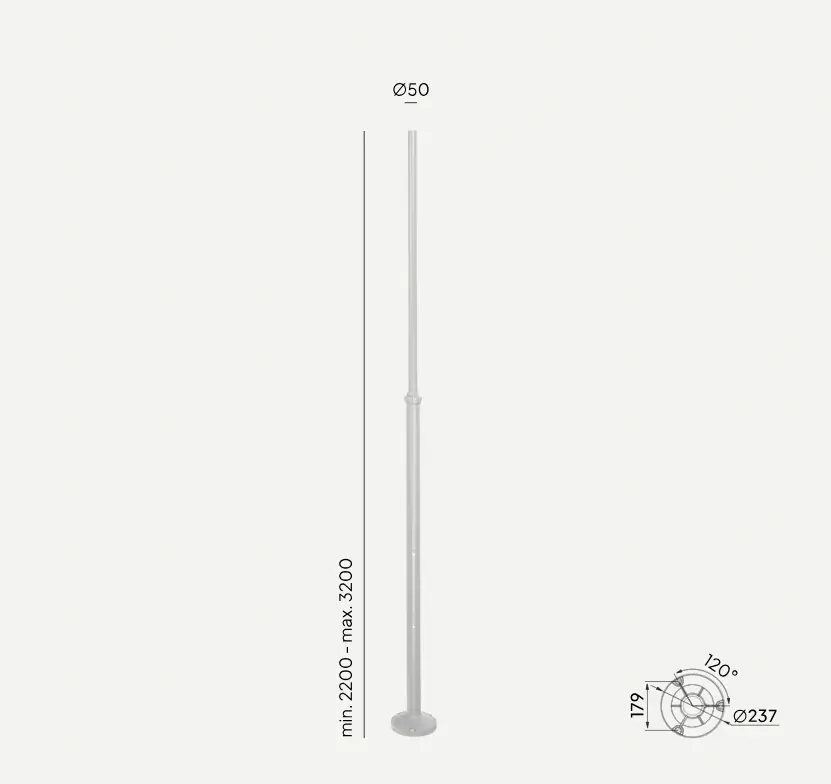 Klienci polecają - Norlys Słup aluminiowy 1273 regulowany 2,2m-3,2m ⌀50mm aluminium/czarny/grafit