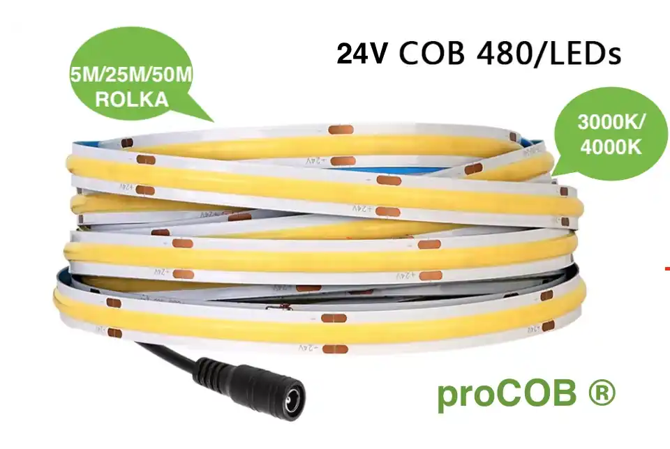 Cena producenta | Taśma LED proCOB® 24V 11W Neutralna 480 LED CRI>90-50m ULLS34 proCOB®
