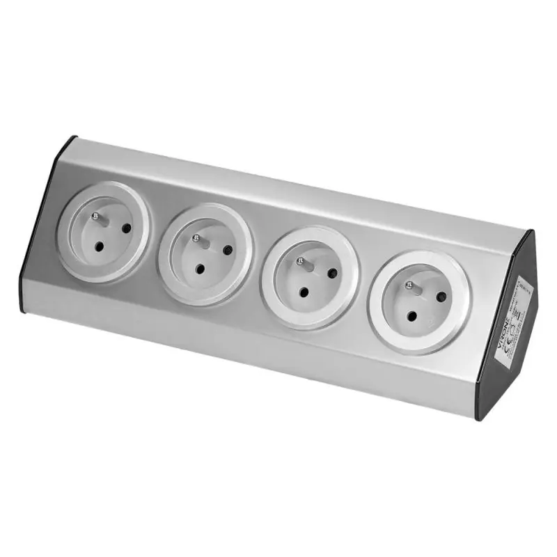 Bezpieczne zakupy - Gniazda meblowe, kuchenne montowane na rzepy 4x2P+Z INOX,