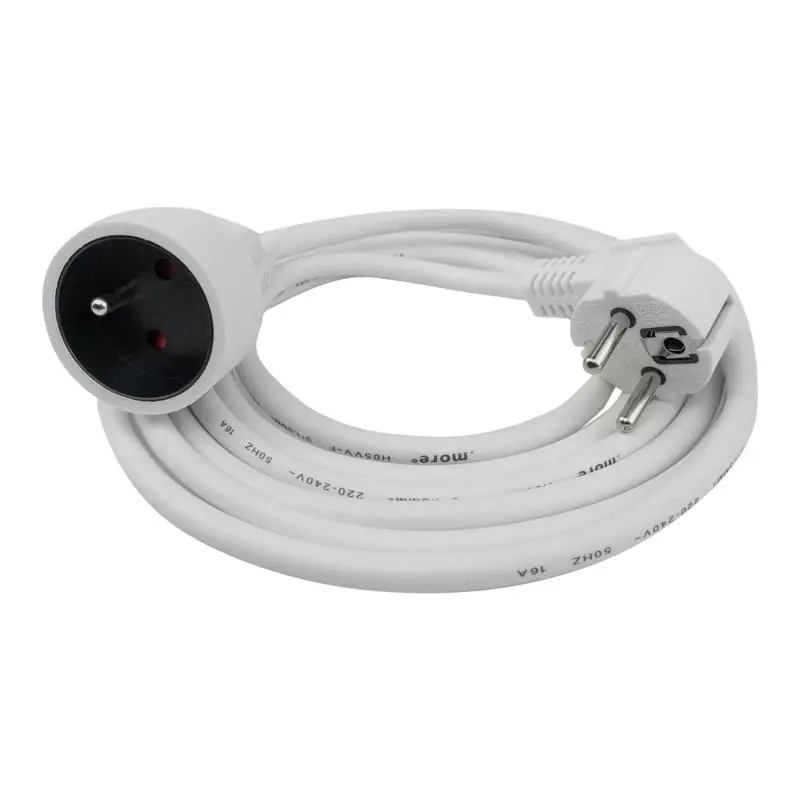 Przedłużacz 1 gniazdo 3m z/u 3x1.5mm2 biały - Zniżka