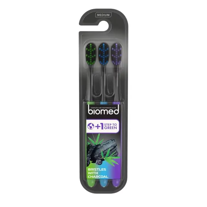 Bardzo popularny produkt | Biomed szczoteczka do zębów z węglem drzewnym 3-pack średnia /medium/ SPL000228
