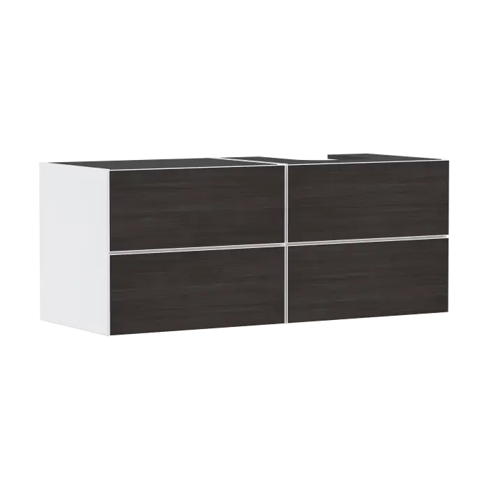 Bezpośrednio od producenta | Xevolos e szafka pod szlifowaną umywalkę wpuszczaną w blat po prawej stronie z 4 szufladami 1370/550, biały matowy, front ciemny dąb 54239730