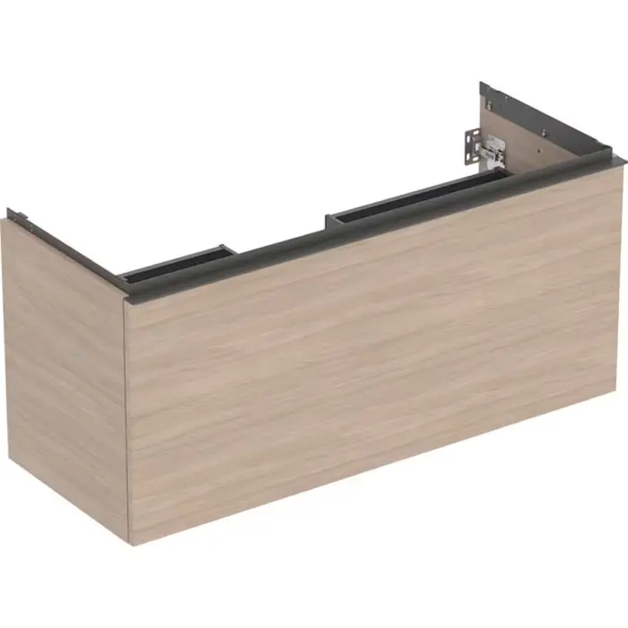 Szafka pod umywalkę acanto, z szufladą i szufladą wewnętrzną szerokość umywalki=120cm, korpus i front dąb / melaminowa struktura drewna, uchwyt lava / malowany proszkowo, matowy 503.006.JH.1 - Wielka wyprzedaż