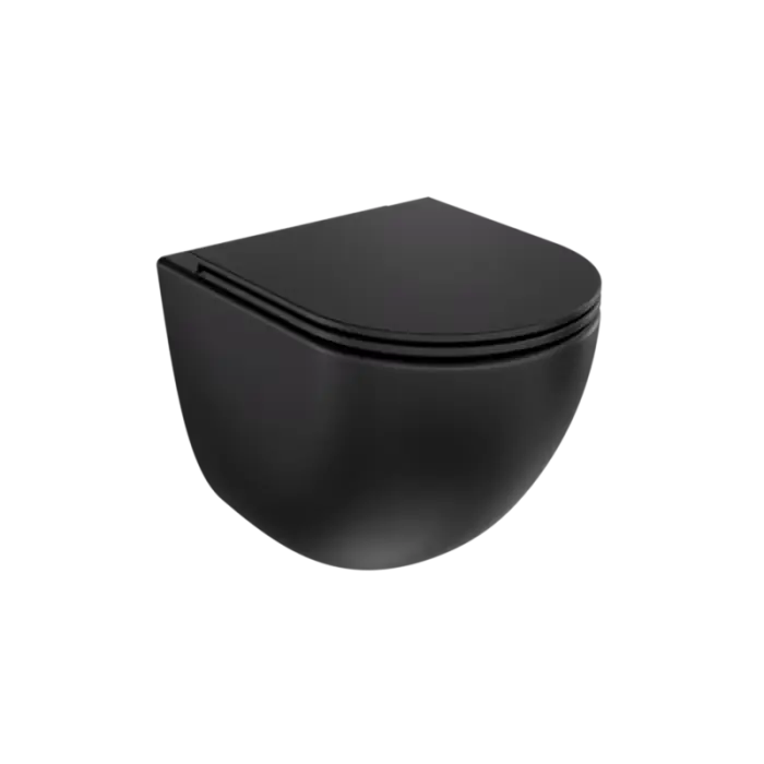 Hit sprzedażowy | Zestaw miska wc 49,5cm aspen ergo matt black plus deska wolnoopadająca aspen black ZASE-C-DAC