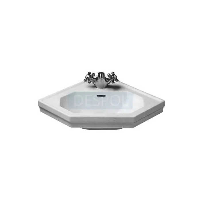 Bezpośrednio od producenta - Umywalka mała narożna z przelewem 59,5x45,0 cm duravit seria 1930 079342 00 00 0793420000