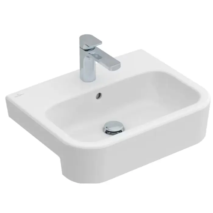 Architectura umywalka półblatowa, 550 x 430 x 170 mm, z przelewem, weiss alpin ceramicplus 419055R1 - Zamów teraz