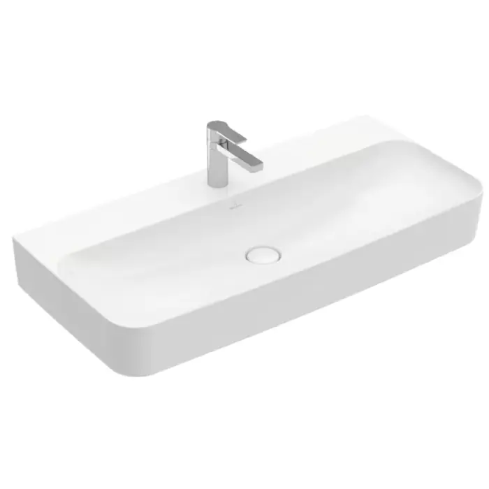 Zostało niewiele - Finion umywalka, 1000 x 470 x 165 mm, z ukrytym przelewem, szlifowany spód, stone white ceramicplus 41681BRW