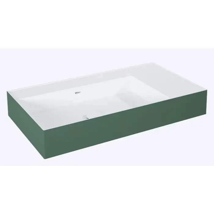 Dodatkowy rabat | Umywalka level 80 lewa ścienna, solid-surface bicolor white matt/ forest green matt RE041461216200