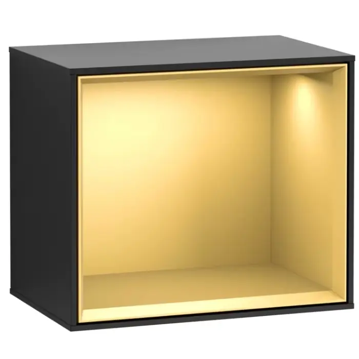 Zniżka | Finion półka, z oświetleniem, 418 x 356 x 270 mm, black matt lacquer / gold matt lacquer F580HFPD