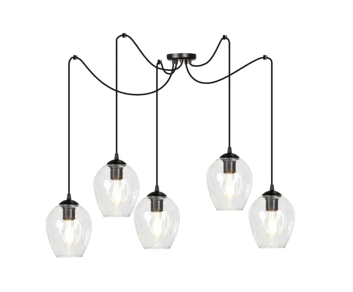 Żyrandol Emibig 5xE27 60W LEVEL 5 BL/TRANSPARENT 756/5 | Niska cena