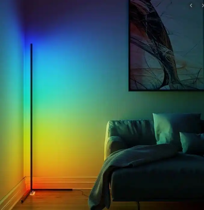 Na zamówienie | NOWOCZESNA LAMPA stojąca narożna RGB LED+Bluetooth