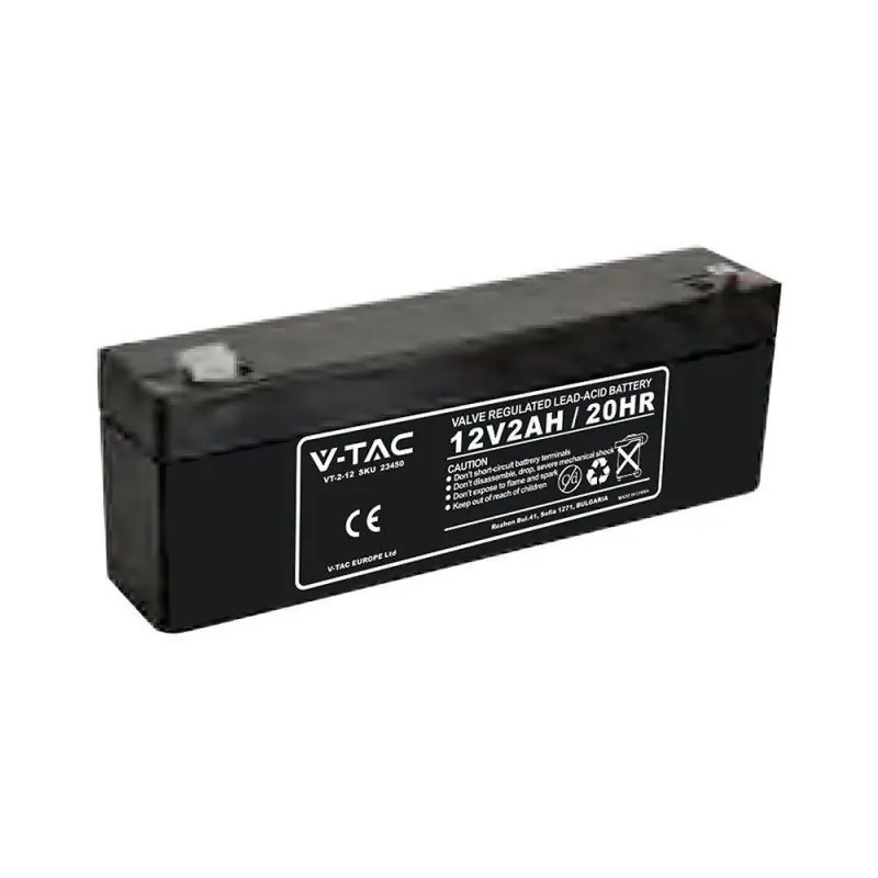 Akumulator żelowy bezobsługowy 12V 2.0AH V-TAC T1 178x35x60(67)mm VT-2-12 5 lat gwarancji - Szybka wysyłka