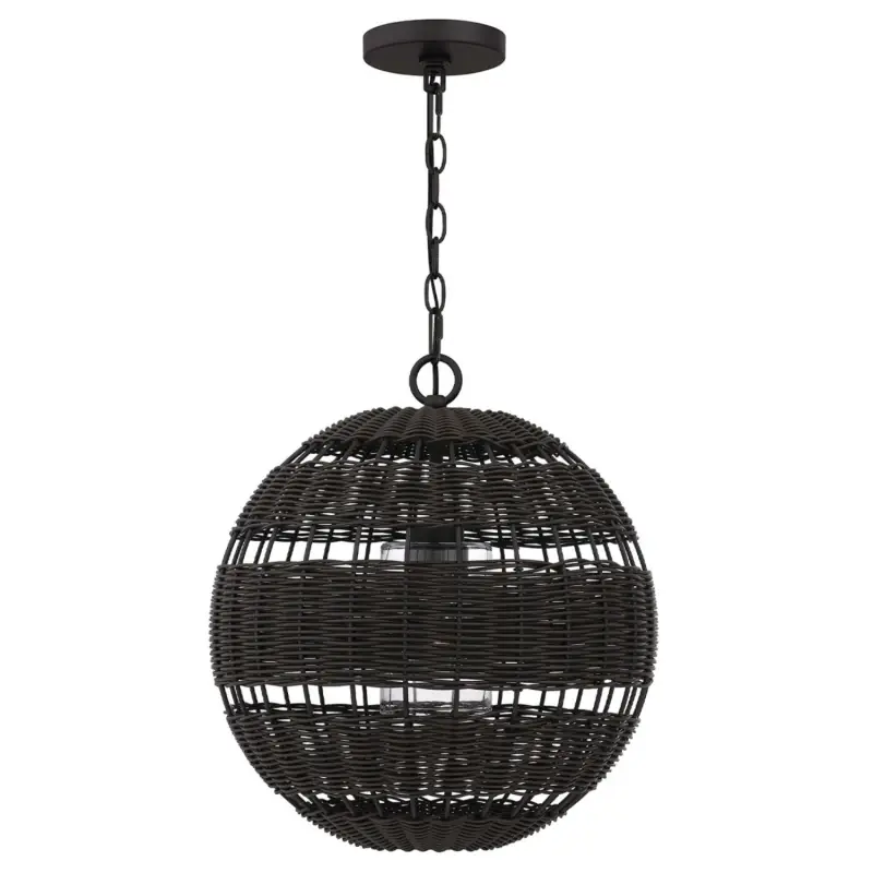LINDENDALE lampa wisząca zewnętrzna z rattanu Elstead Lighting, brązowy, IP44, E27 - Wysyłka od ręki